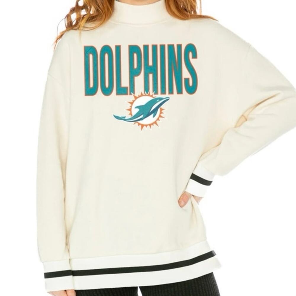 MIAMI DOLPHINS END ZONE ENVY MOCK NECK FLEECE PULLOVER Sz M out of stock item